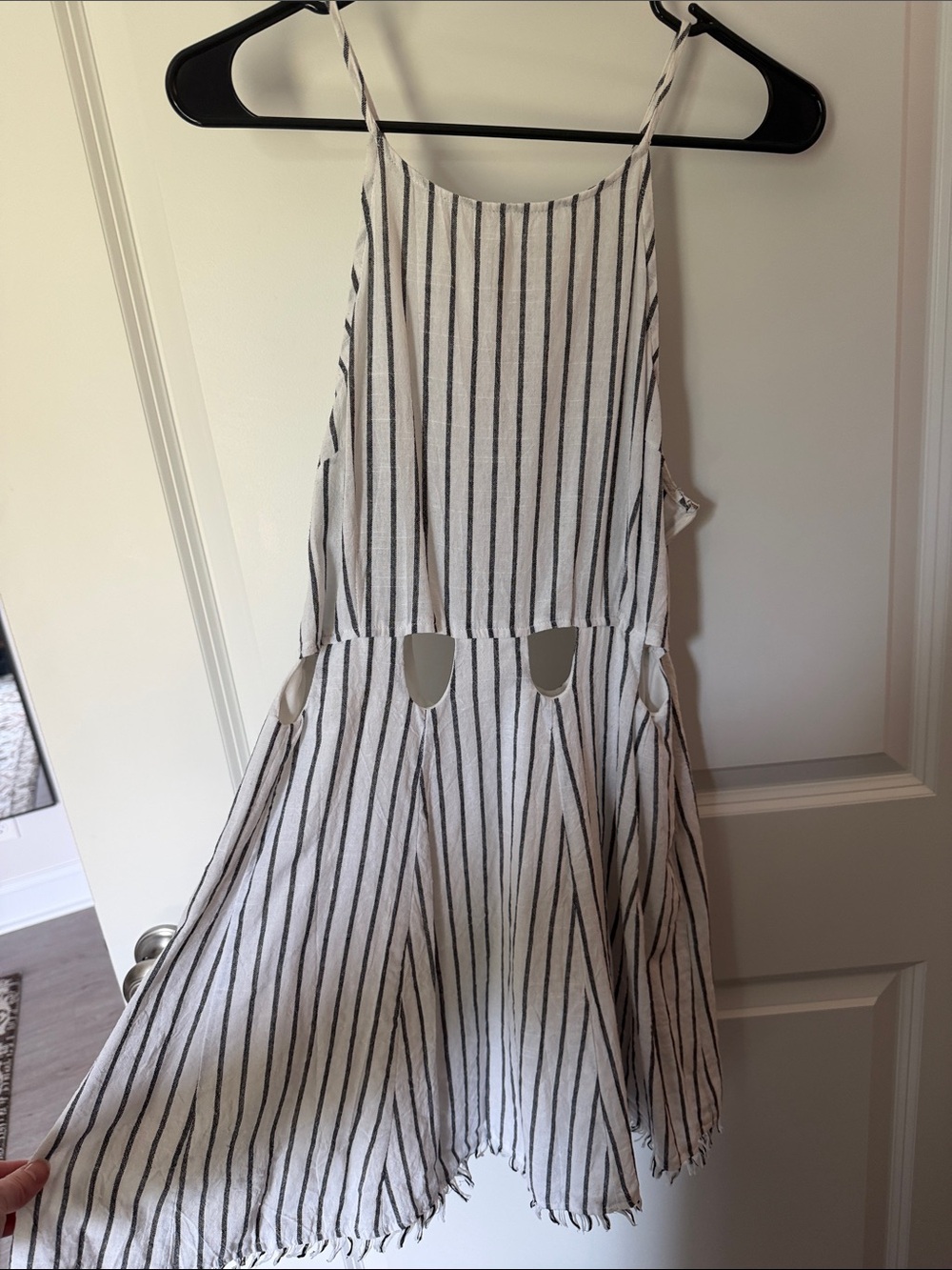 Love Riche White and Black Striped Mini Dress
